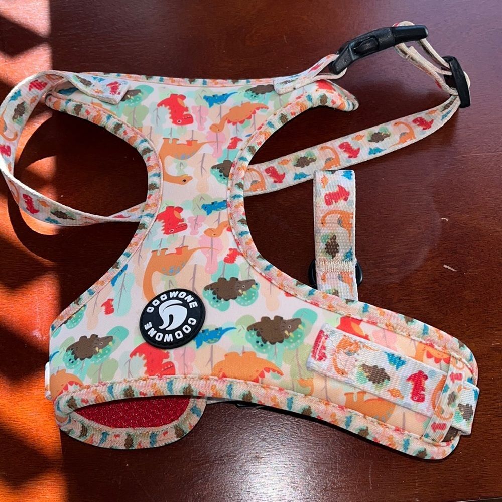 Coowone Dinosaur Dog Harness Adjustable Colorful Pet Harness Used Once